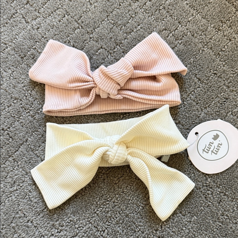 Kids Bow Headbands - Soft Pink and Cream
